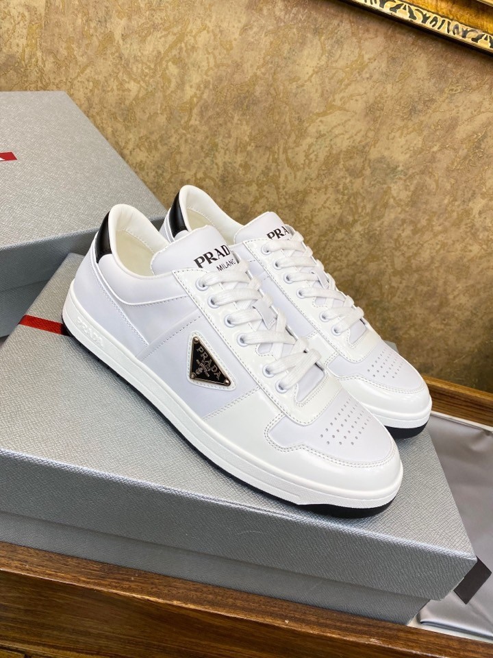 Pra*a district low-top sneakers in white calfskin