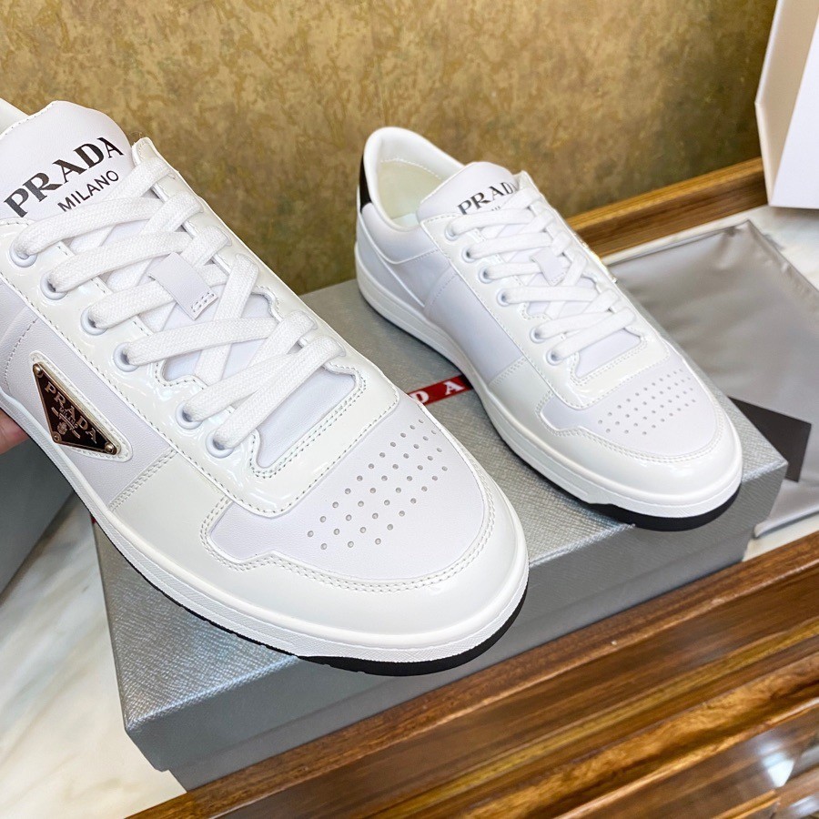 Pra*a district low-top sneakers in white calfskin