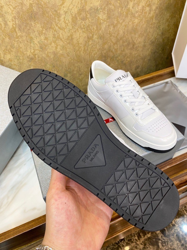 Pra*a district low-top sneakers in white calfskin