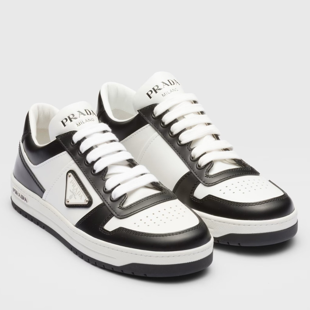 Pra*a downtown sneakers in white and black calfskin
