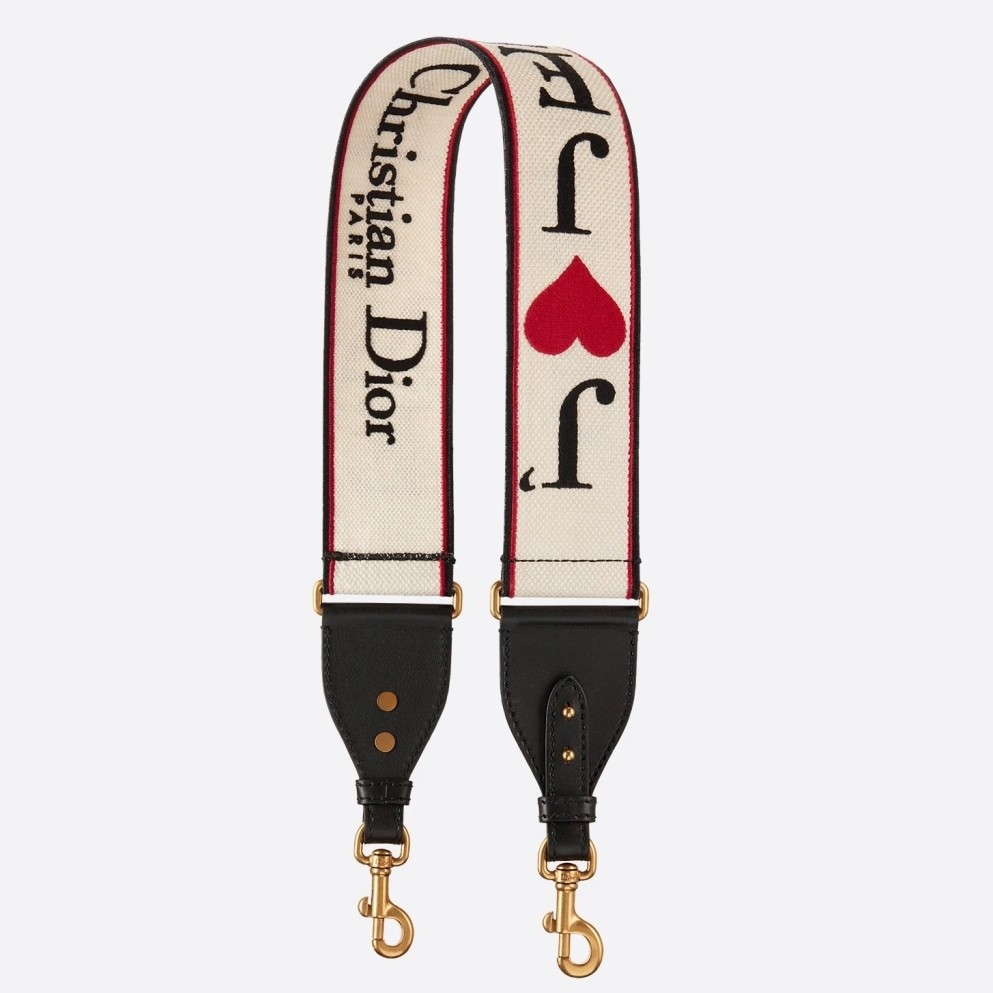 ch**an D*or shoulder strap with multicolored je t’aime motif