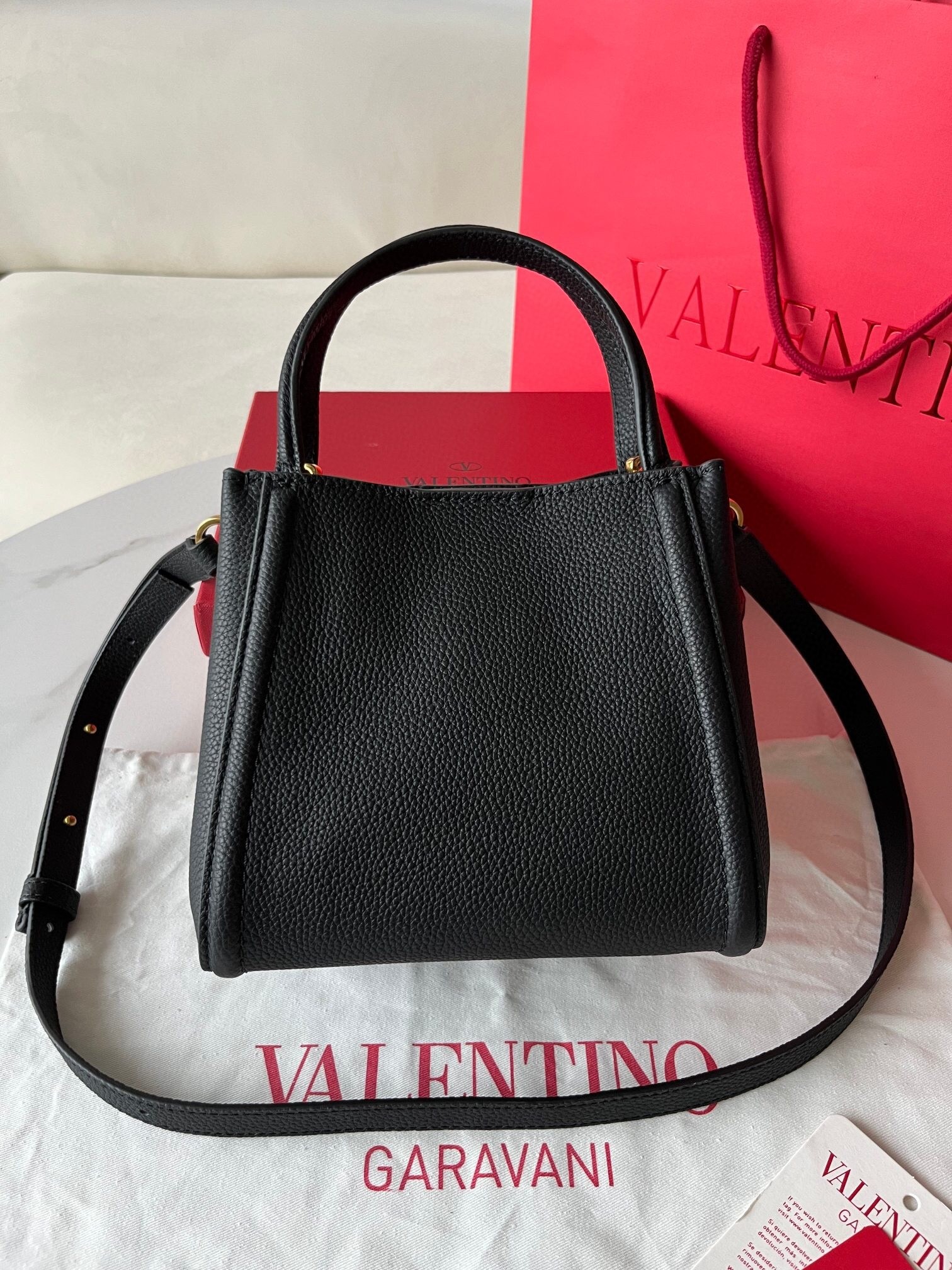 Va1e*ntin0 alltime small bag in black grained calfskin