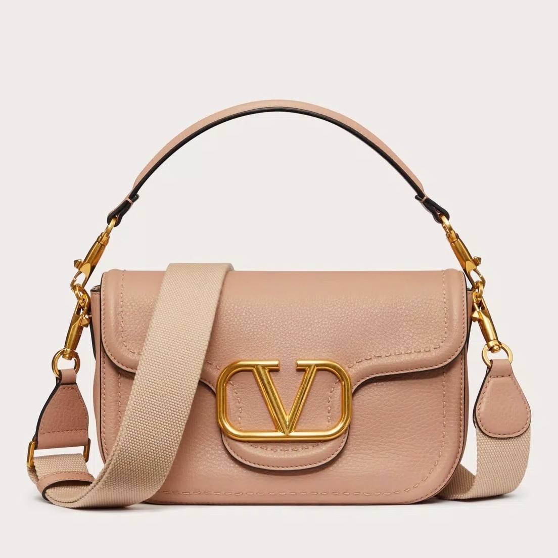 Va1e*ntin0 alltime shoulder bag in beige grained leather