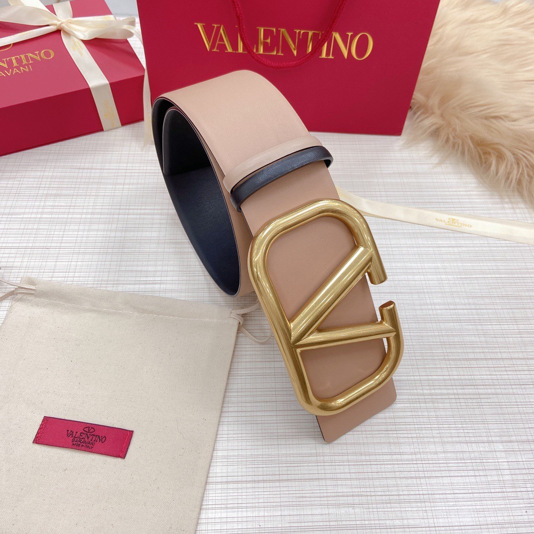 Va1e*ntin0 vlogo reversible belt 70mm in beige and black calfskin