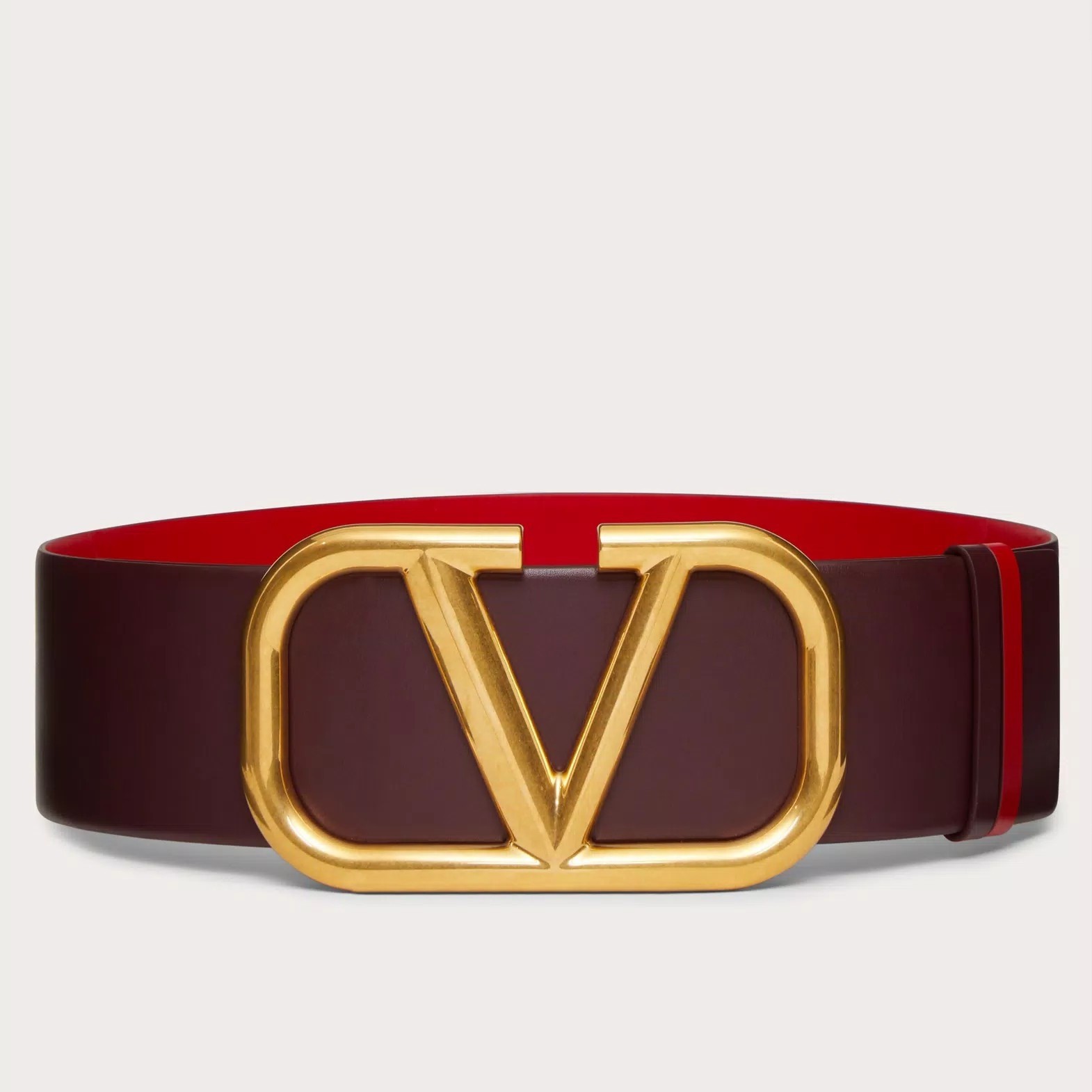 Va1e*ntin0 vlogo reversible belt 70mm in burgundy and red calfskin