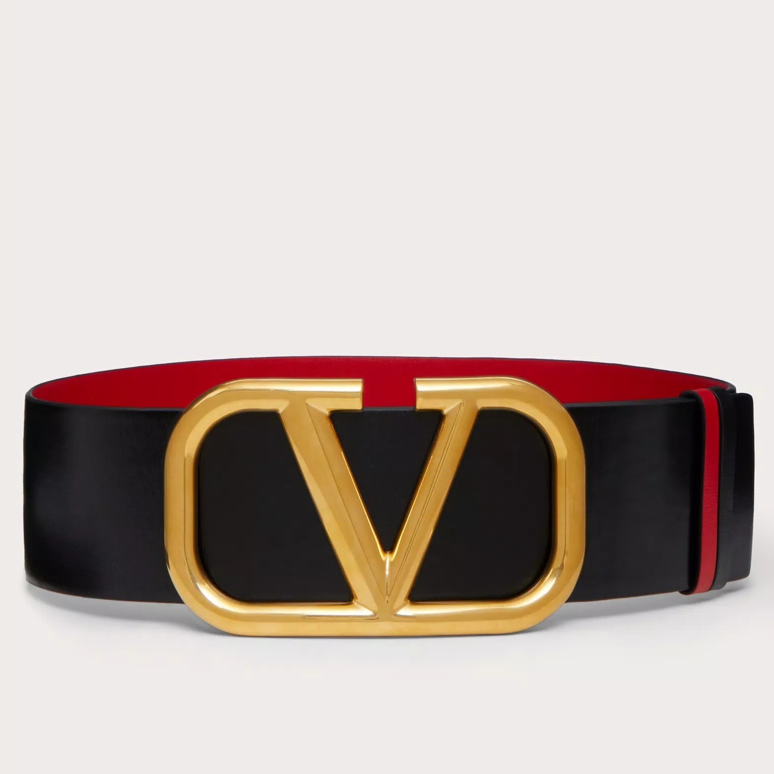 Va1e*ntin0 vlogo reversible belt 70mm in black and red calfskin