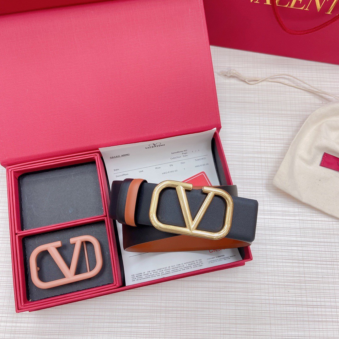 Va1e*ntin0 vlogo reversible belt 40mm in brown and black calfskin