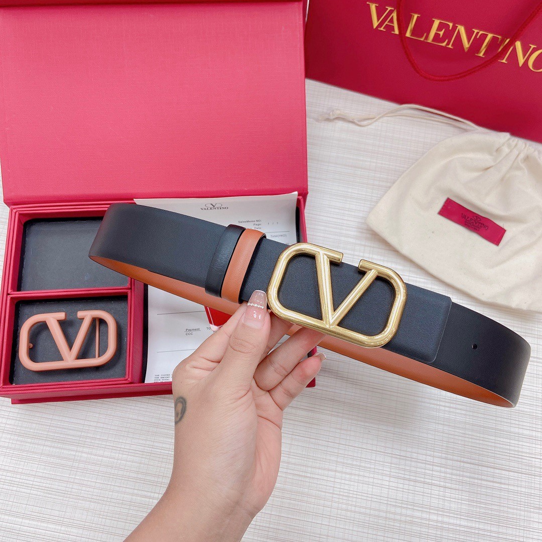 Va1e*ntin0 vlogo reversible belt 40mm in brown and black calfskin