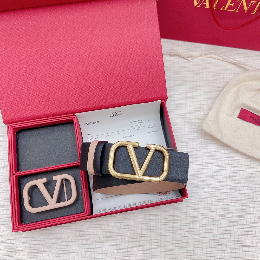 Va1e*ntin0 vlogo reversible belt 40mm in beige and black calfskin