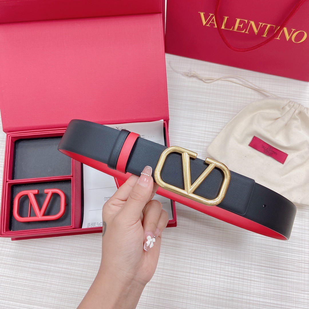 Va1e*ntin0 vlogo reversible belt 40mm in black and red calfskin