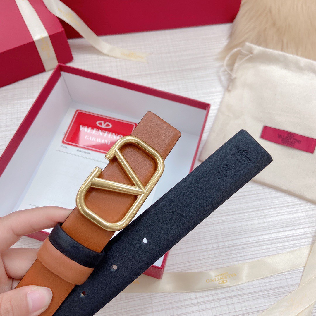 Va1e*ntin0 vlogo reversible belt 30mm in brown and black calfskin