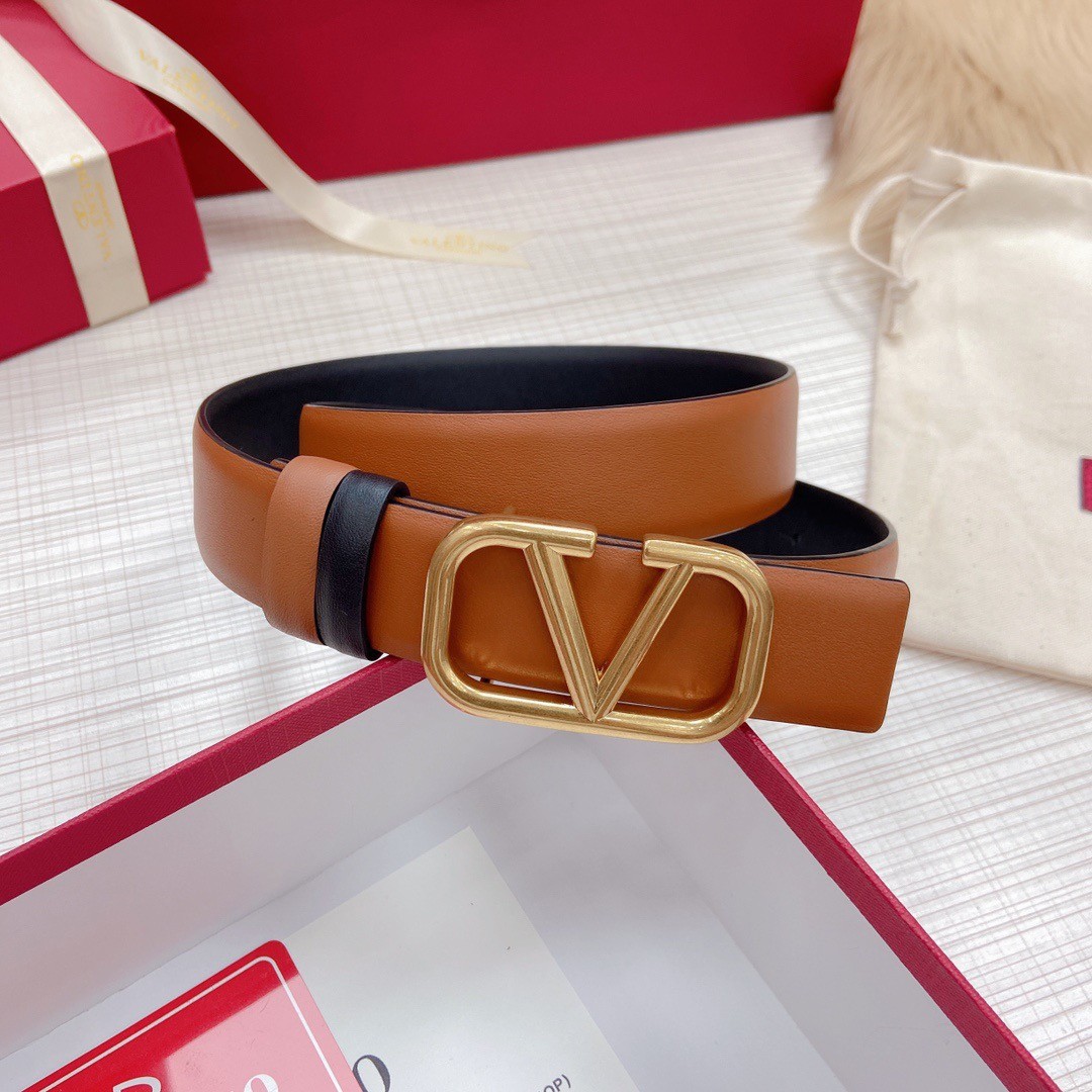 Va1e*ntin0 vlogo reversible belt 30mm in brown and black calfskin