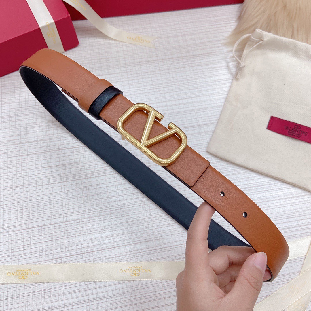 Va1e*ntin0 vlogo reversible belt 30mm in brown and black calfskin