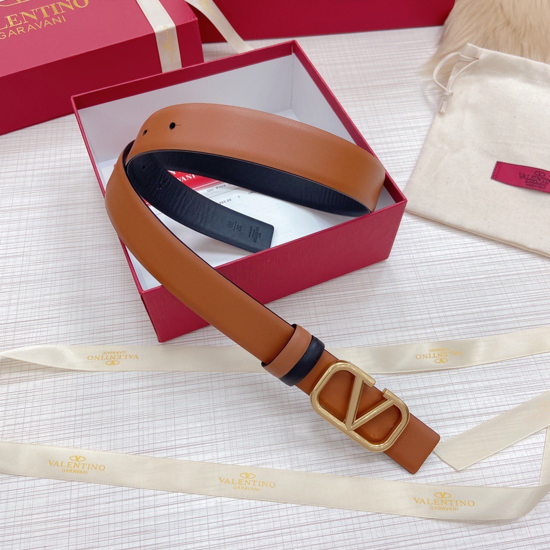Va1e*ntin0 vlogo reversible belt 30mm in brown and black calfskin