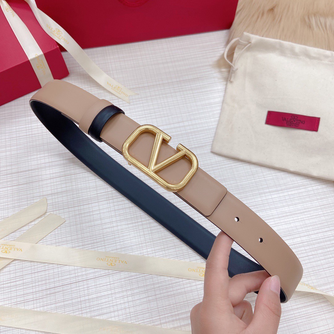 Va1e*ntin0 vlogo reversible belt 30mm in beige and black calfskin