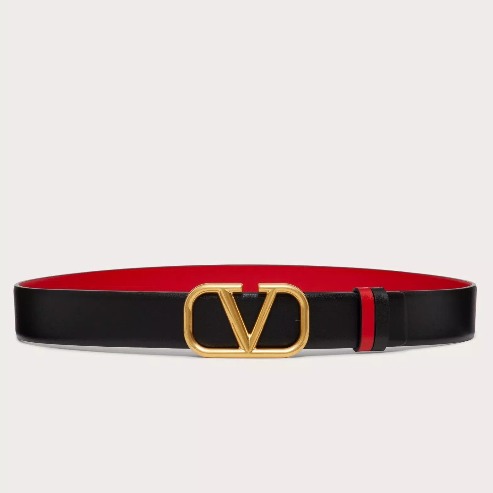 Va1e*ntin0 vlogo reversible belt 30mm in black and red calfskin