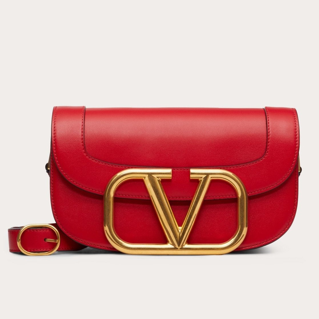 Va1e*ntin0 s*pervee crossbody bag in red leather