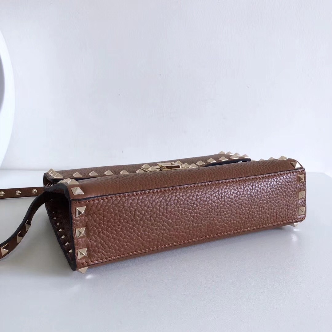 Va1e*ntin0 rockstud small crossbody bag in brown grained leather