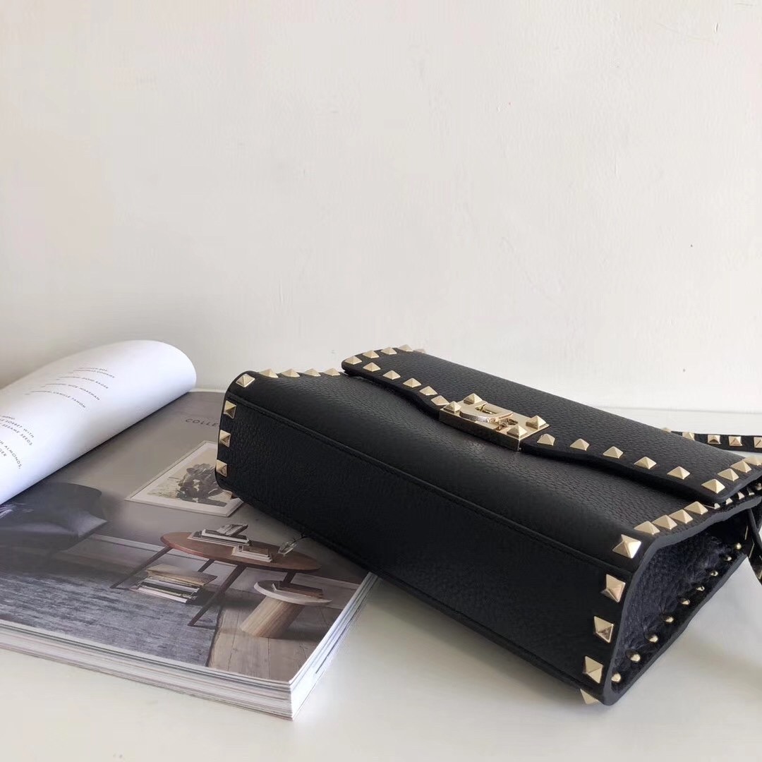 Va1e*ntin0 rockstud small crossbody bag in black grained leather