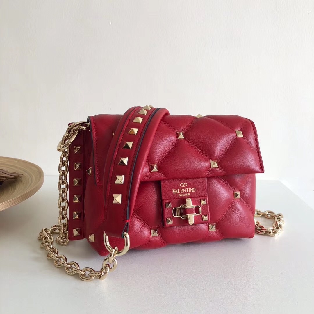 Va1e*ntin0 mini candystud crossbody bag in red lambskin
