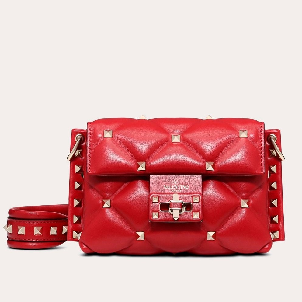 Va1e*ntin0 mini candystud crossbody bag in red lambskin