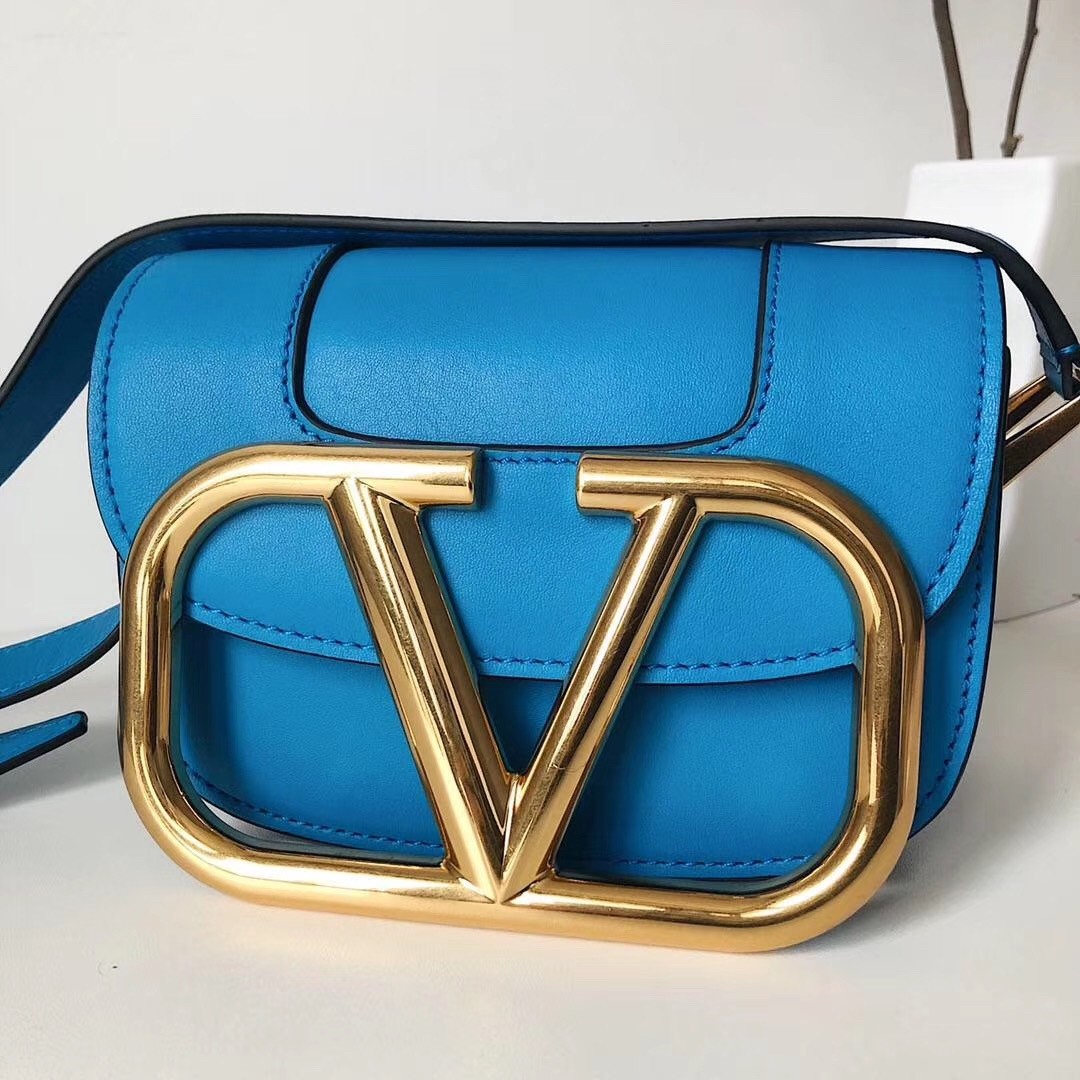 Va1e*ntin0 small s*pervee crossbody bag in neon blue leather