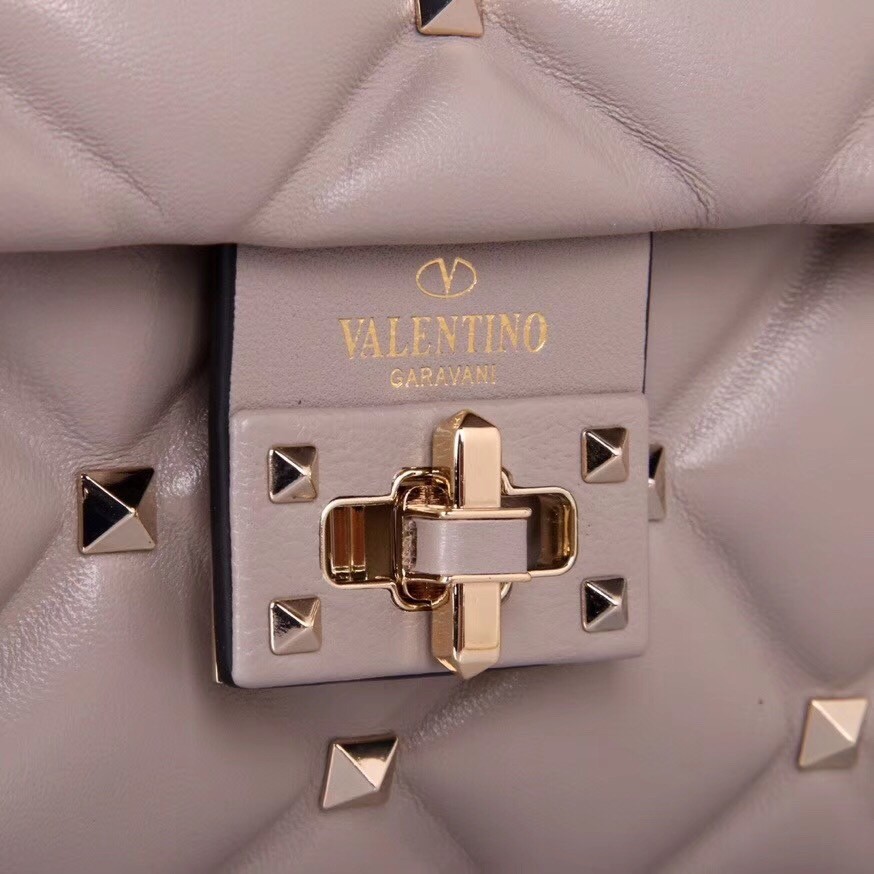 Va1e*ntin0 light grey quilted candystud top handle bag