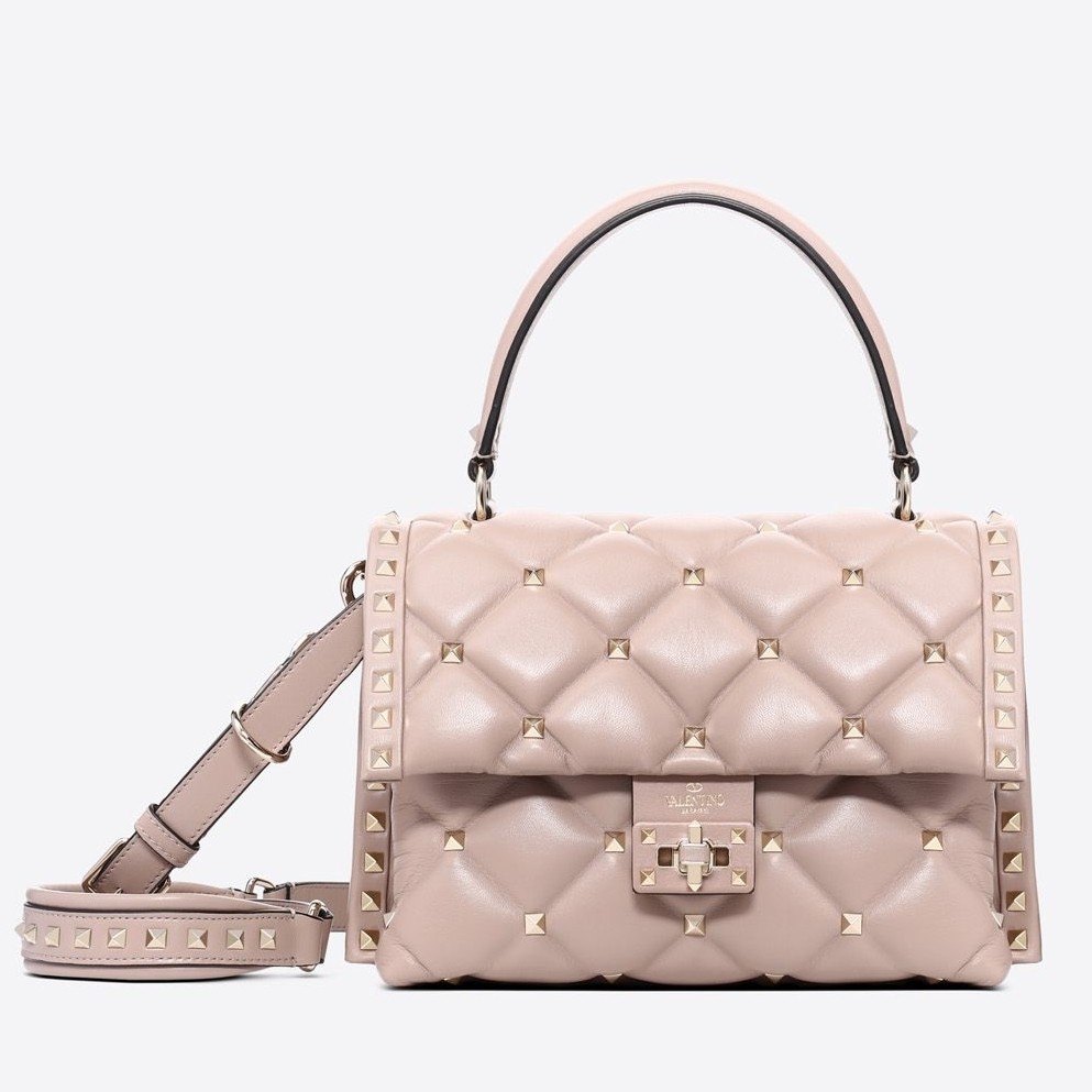 Va1e*ntin0 garavani poudre quilted candystud top handle bag