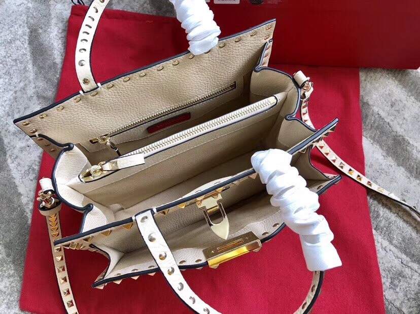 Va1e*ntin0 white small rockstud top handle bag