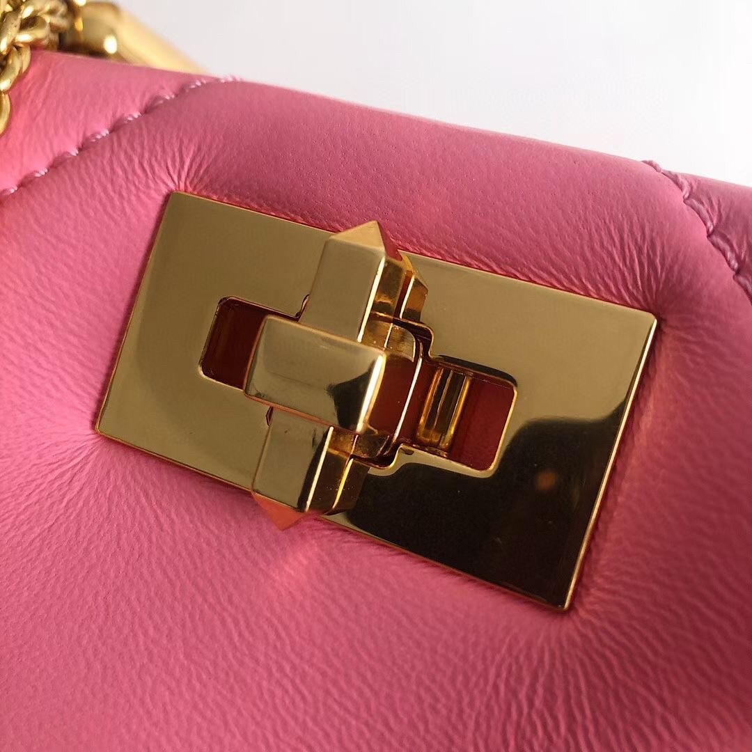 Va1e*ntin0 small roman stud top handle bag in flamingo nappa