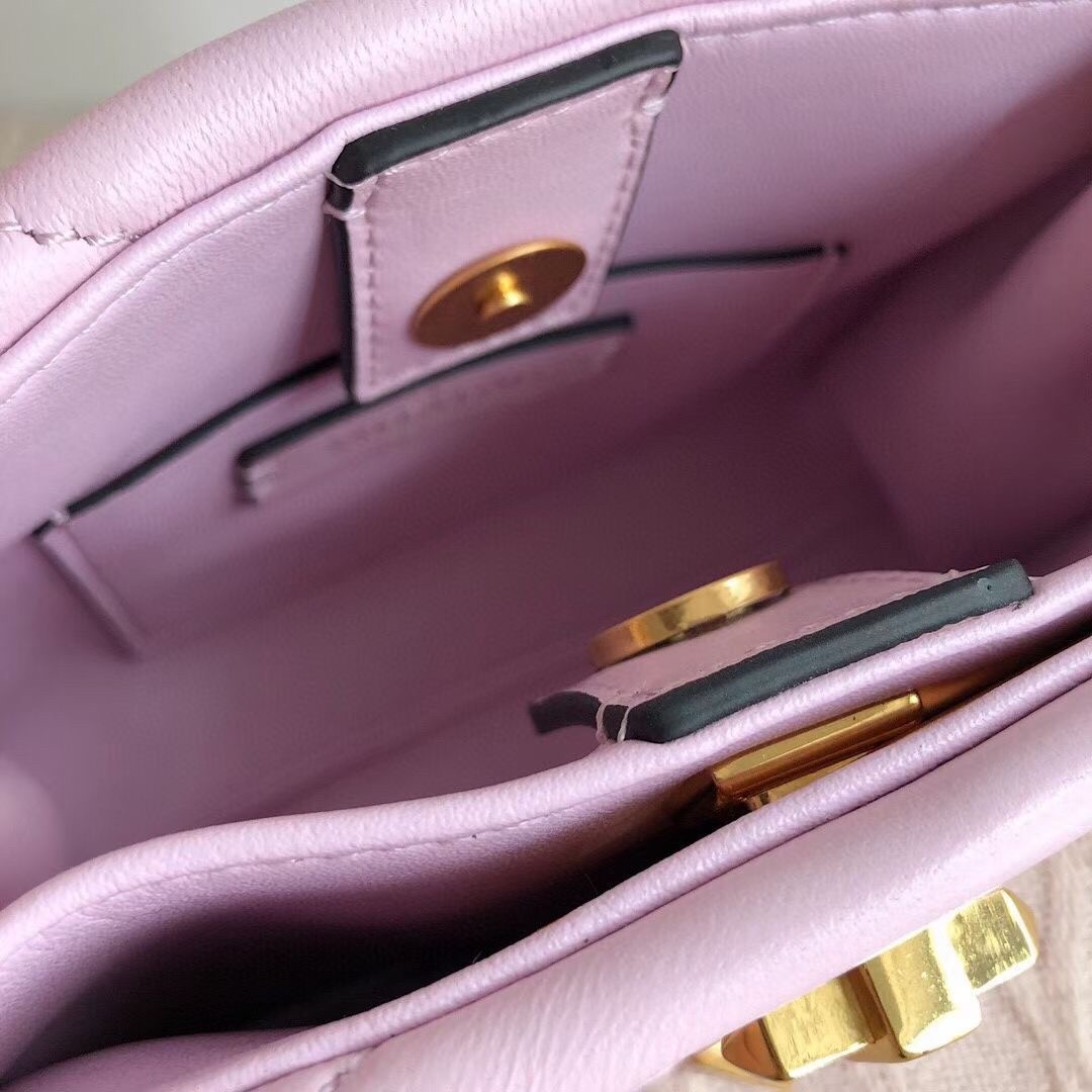 Va1e*ntin0 small roman stud top handle bag in pink nappa