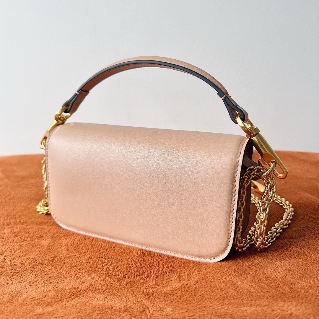 Va1e*ntin0 small loco shoulder poudre bag with crystals logo