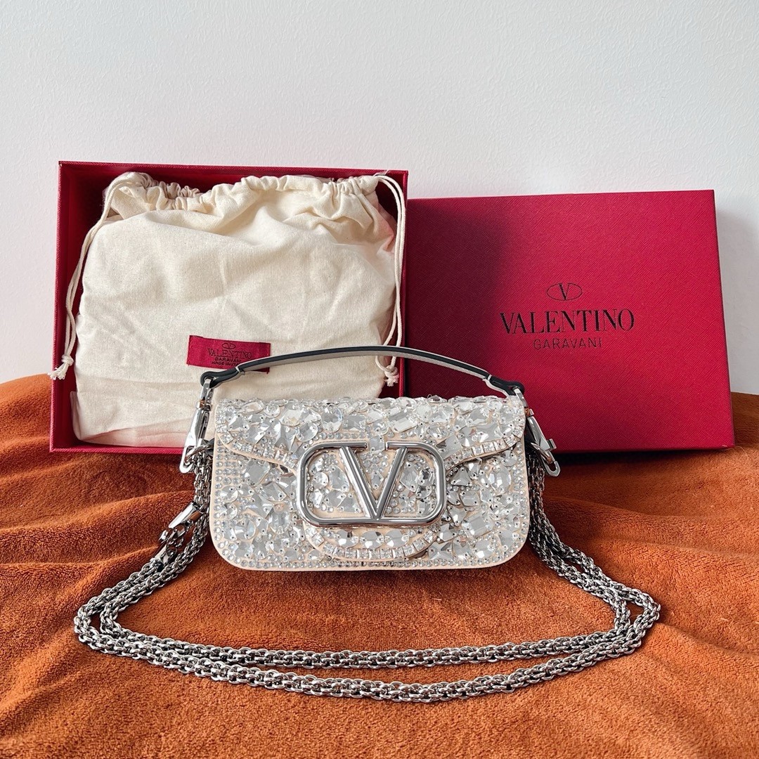 Va1e*ntin0 small loco shoulder bag with silver crystals
