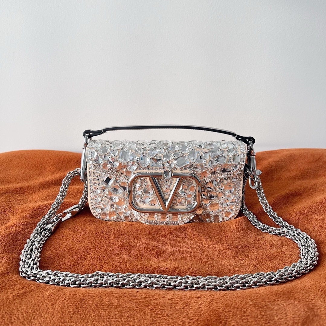 Va1e*ntin0 small loco shoulder bag with silver crystals