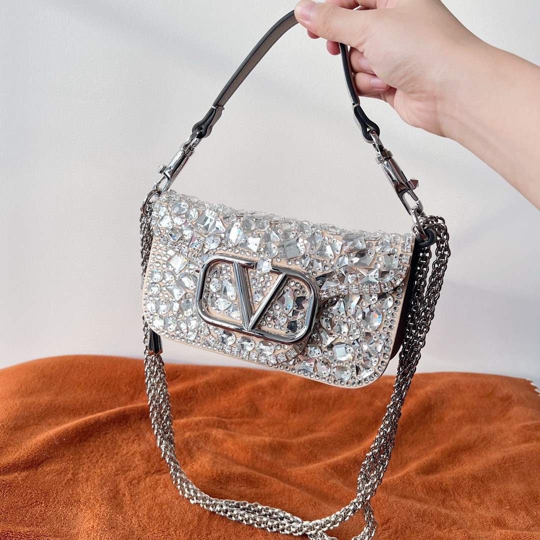 Va1e*ntin0 small loco shoulder bag with silver crystals