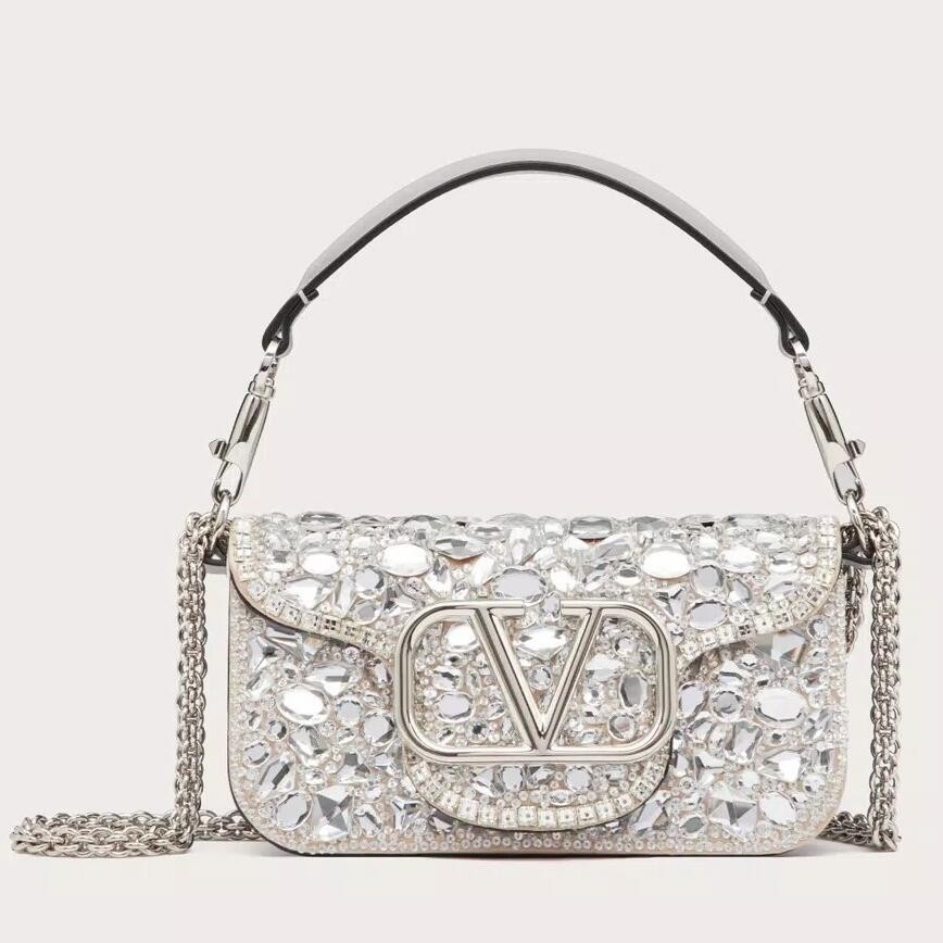 Va1e*ntin0 small loco shoulder bag with silver crystals