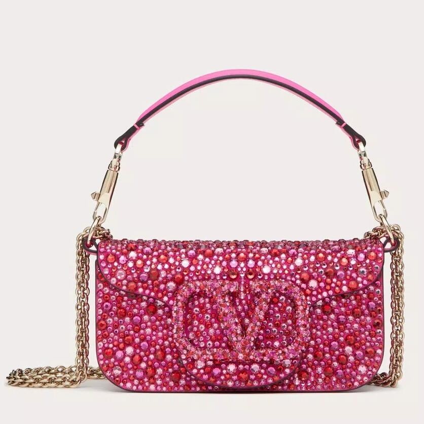 Va1e*ntin0 small loco shoulder bag with rhinestone applique