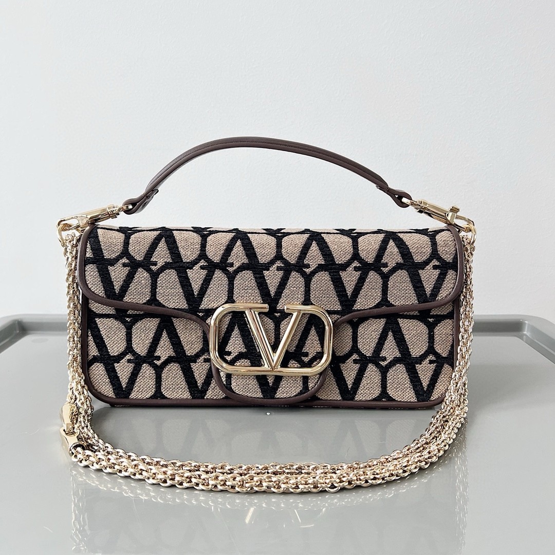 Va1e*ntin0 large loco shoulder bag in black toile iconographe