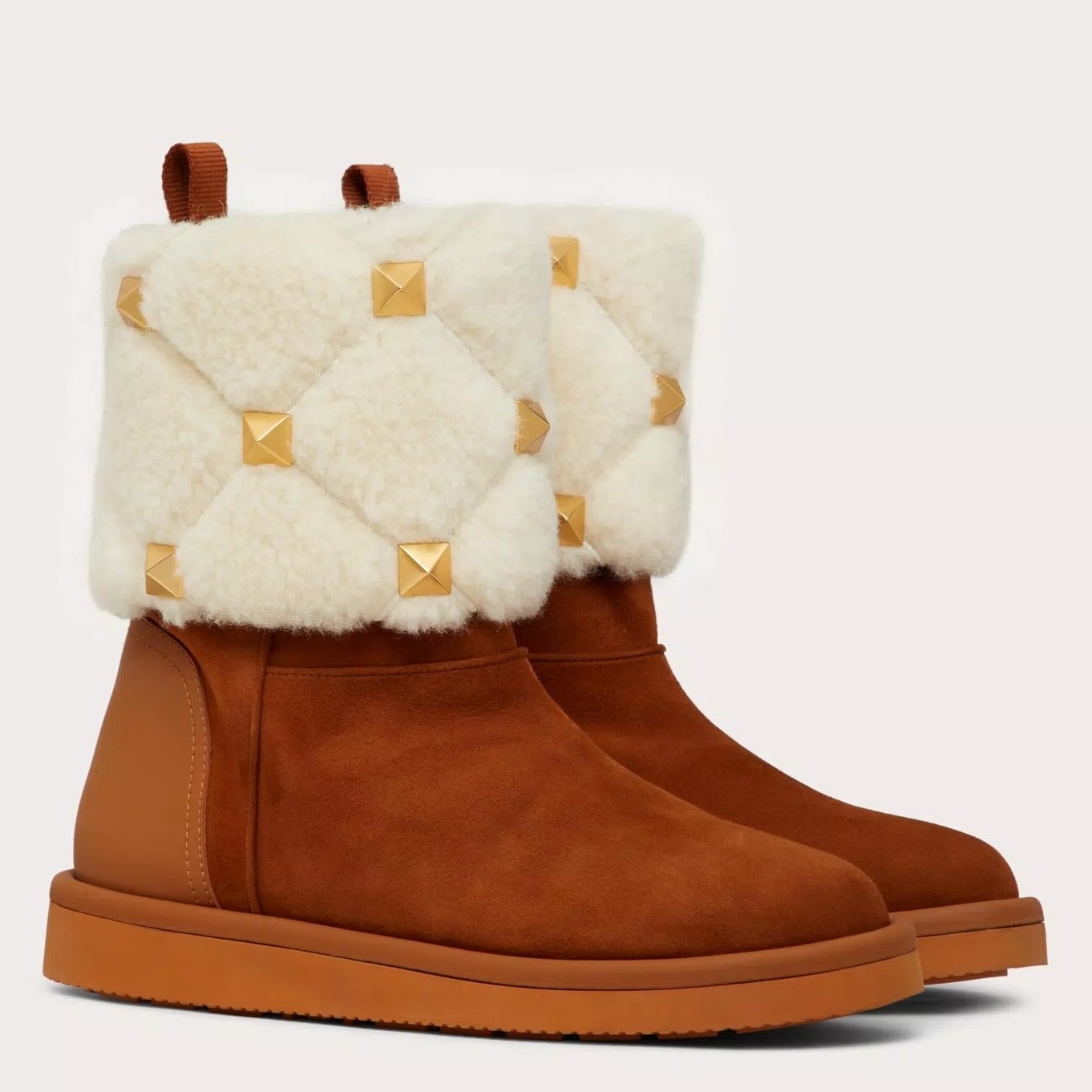Va1e*ntin0 roman stud quilted ankle boot in suede leather and wool