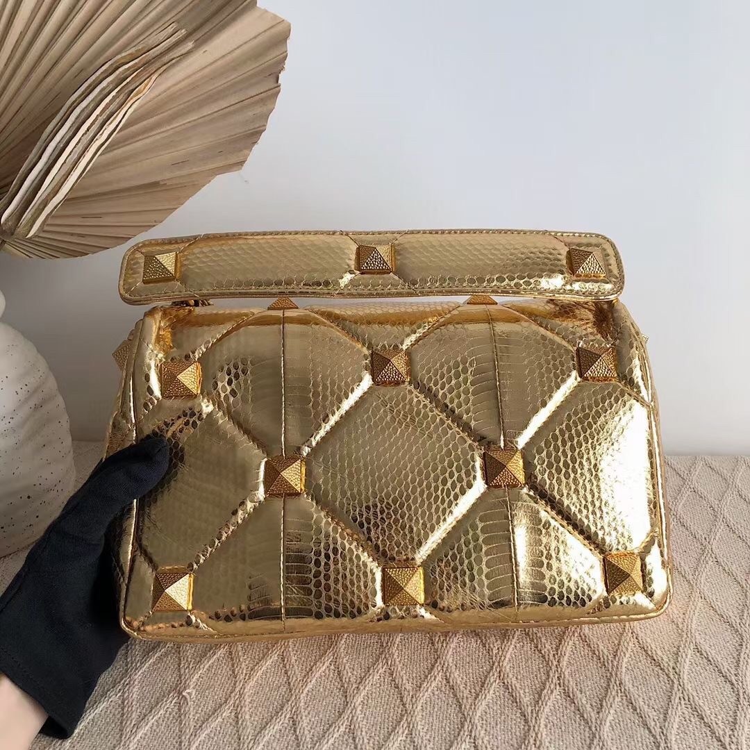Va1e*ntin0 large roman stud chain bag in elaphe skin