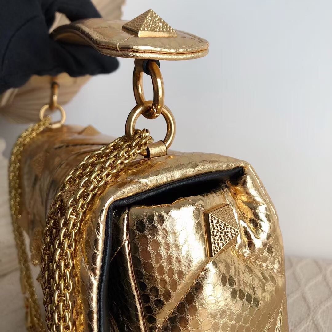 Va1e*ntin0 large roman stud chain bag in elaphe skin