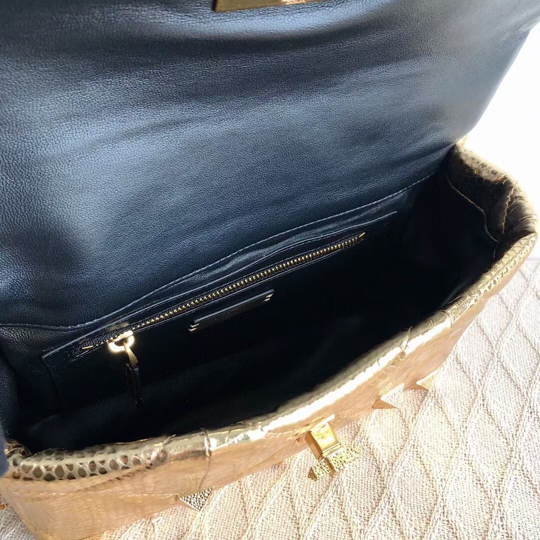 Va1e*ntin0 large roman stud chain bag in elaphe skin