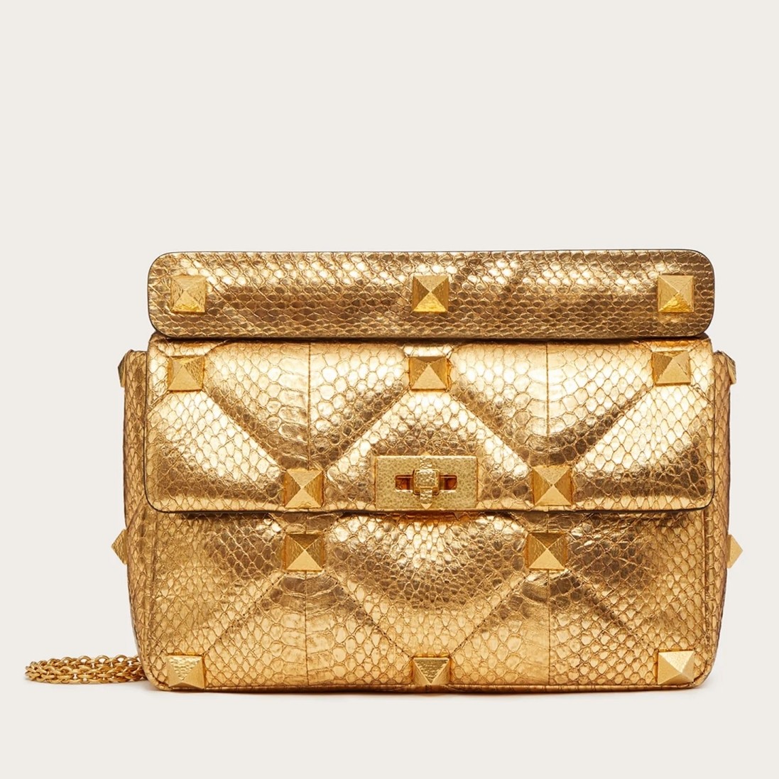 Va1e*ntin0 large roman stud chain bag in elaphe skin