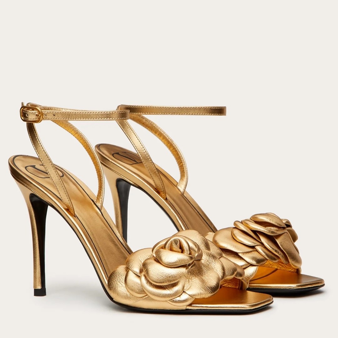 Va1e*ntin0 atelier shoes 03 rose edition sandals 100mm gold