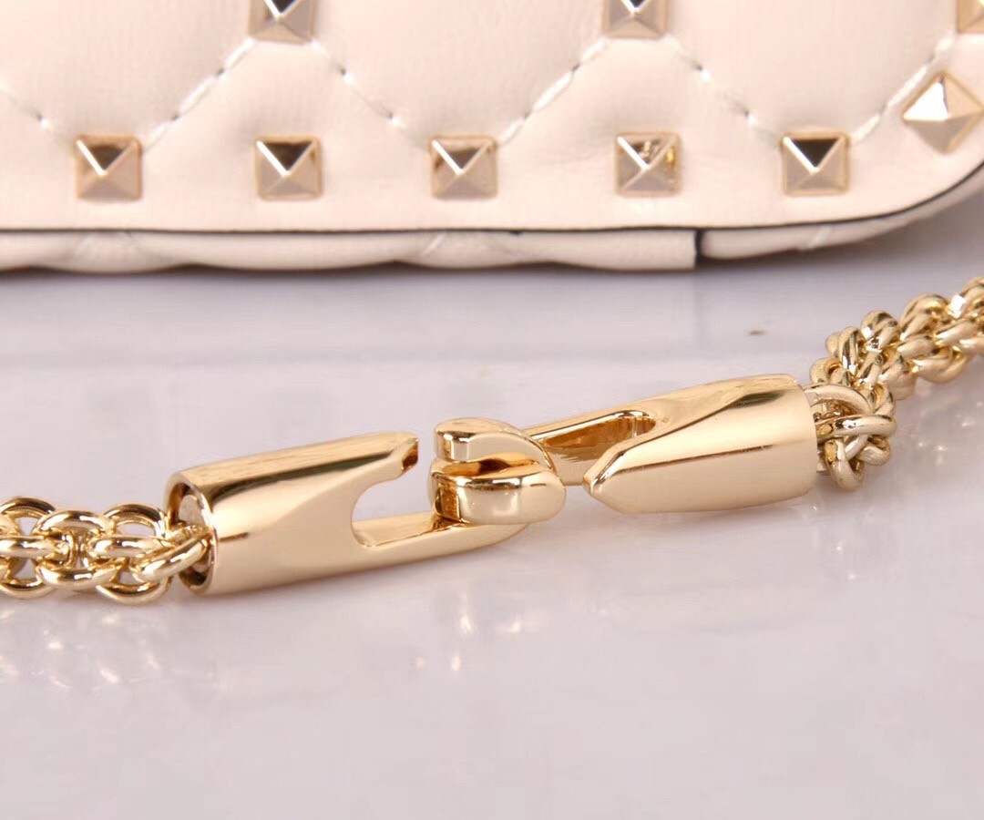 Va1e*ntin0 white large free rockstud spike chain bag