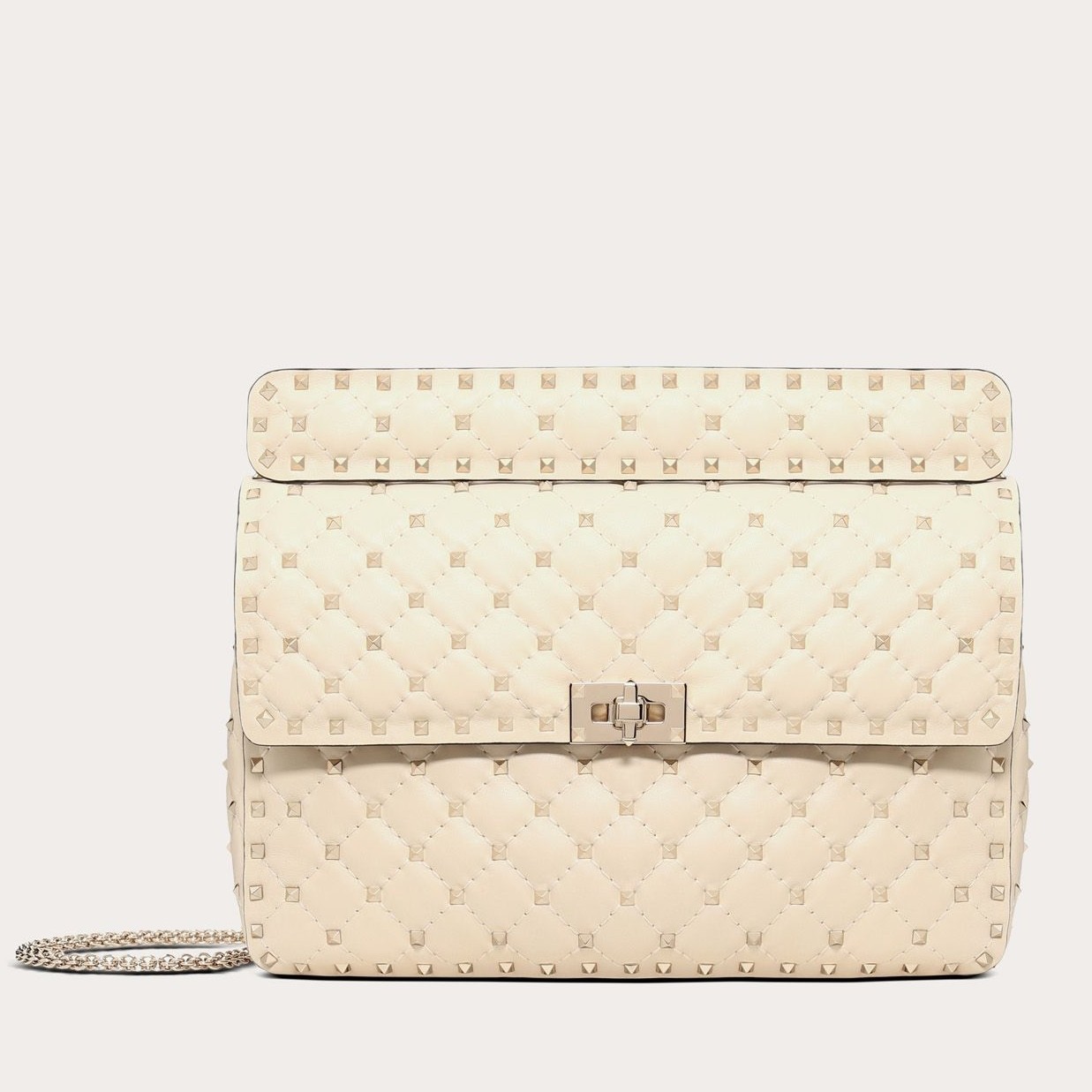 Va1e*ntin0 white large free rockstud spike chain bag