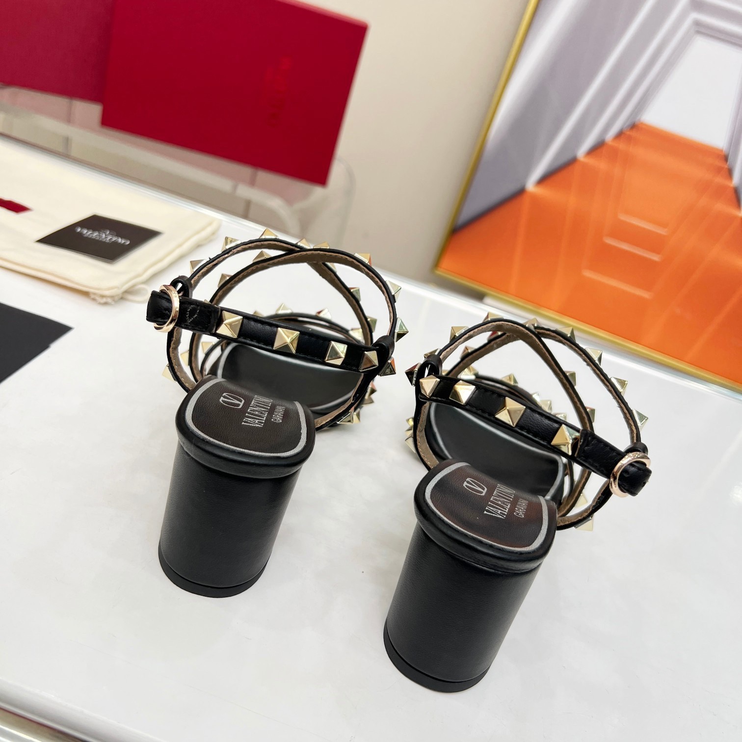 Va1e*ntin0 rockstud sandals 60mm with straps in black leather