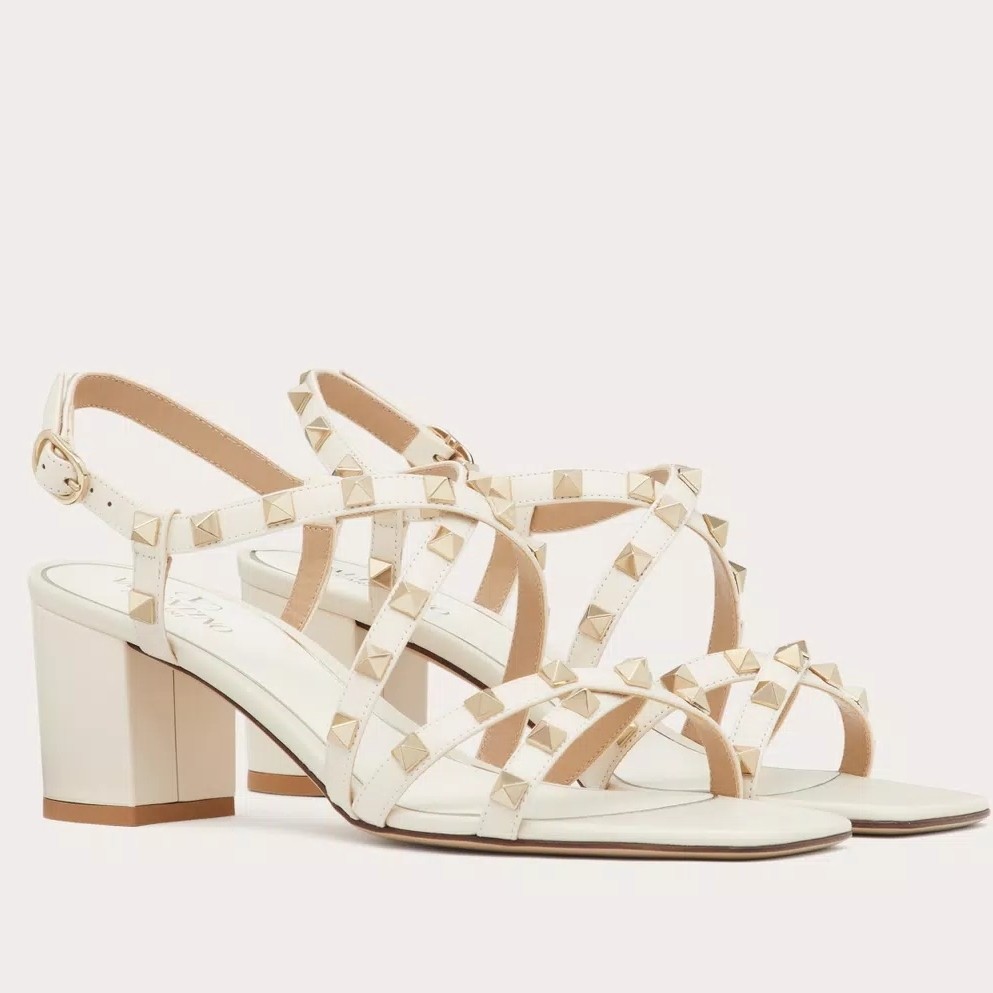 Va1e*ntin0 rockstud sandals 60mm with straps in white leather