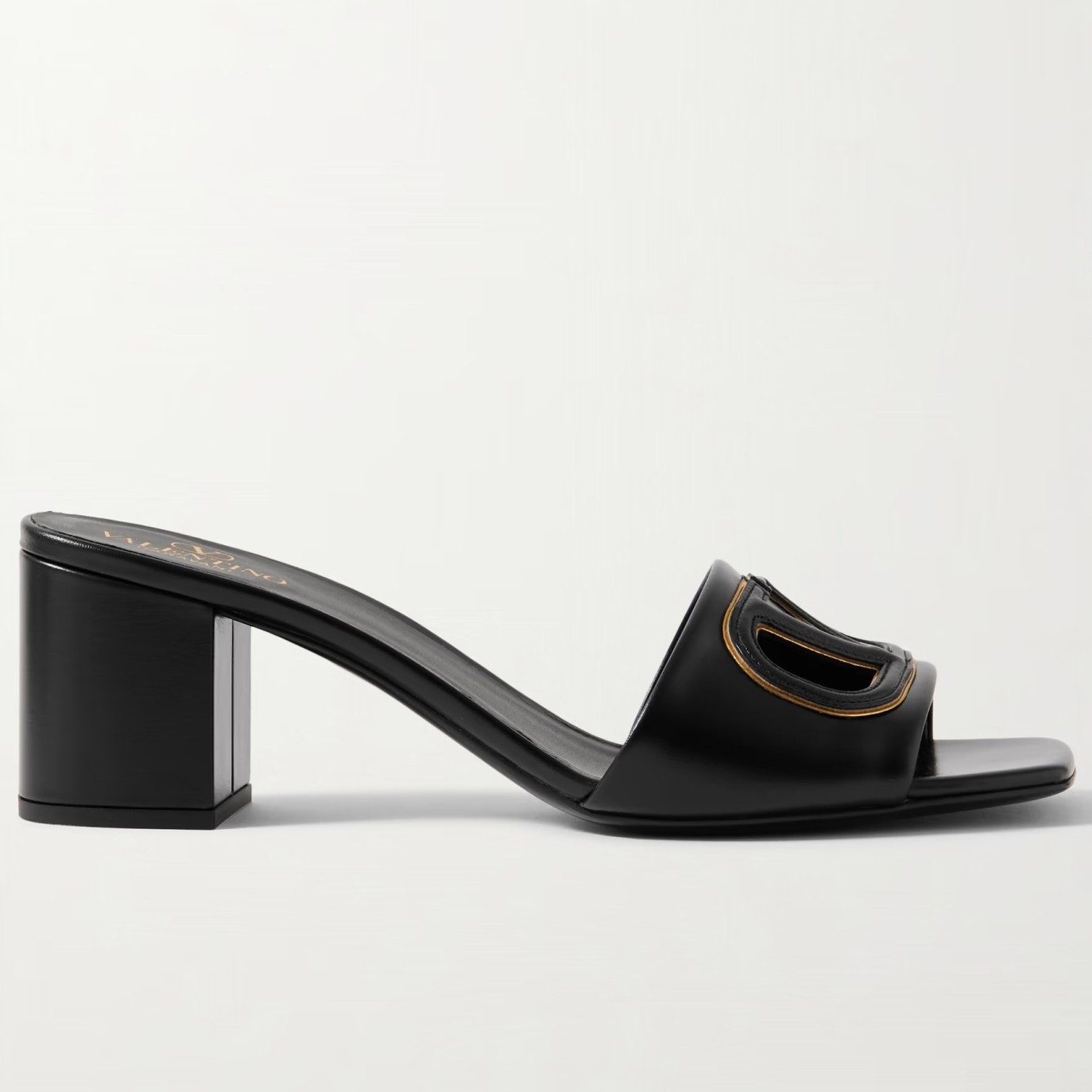 Va1e*ntin0 vlogo cut-out slide sandals 60mm in black leather