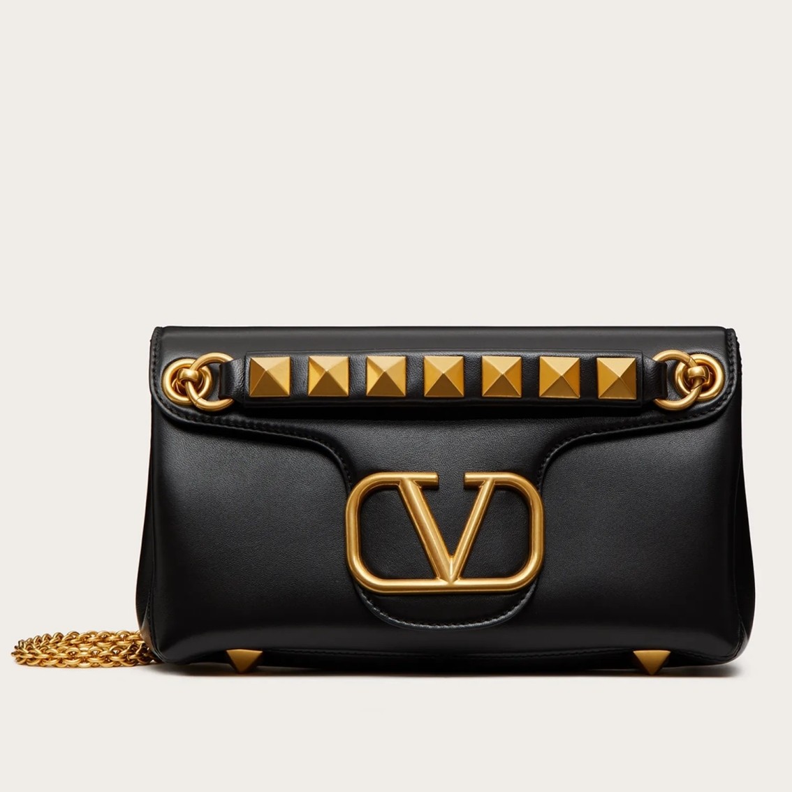 Va1e*ntin0 stud sign shoulder bag in black nappa leather
